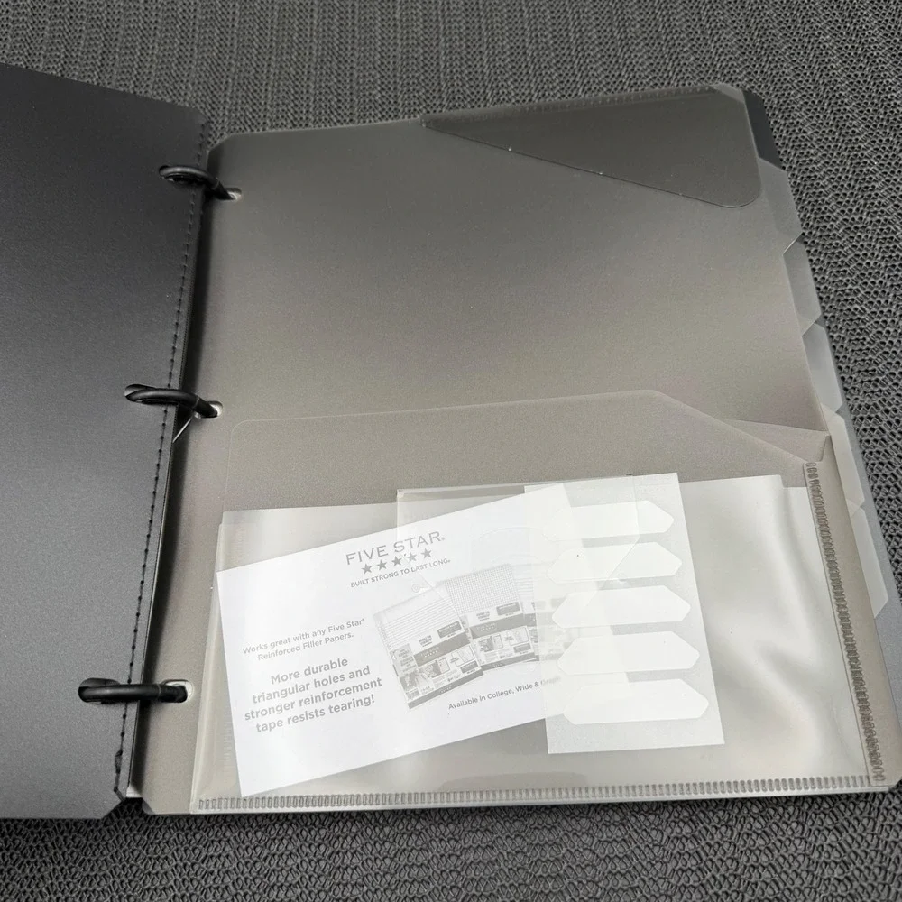 Five Star Refillable Graph Ruled Notebook Black & Pen+Gear Filler Paper Bundle